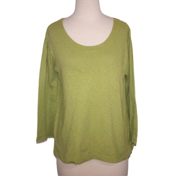 Habitat Shirt Top Small Green 3/4 Sleeves Scoop Neck 100% Cotton Womens Casual - Picture 1 of 9